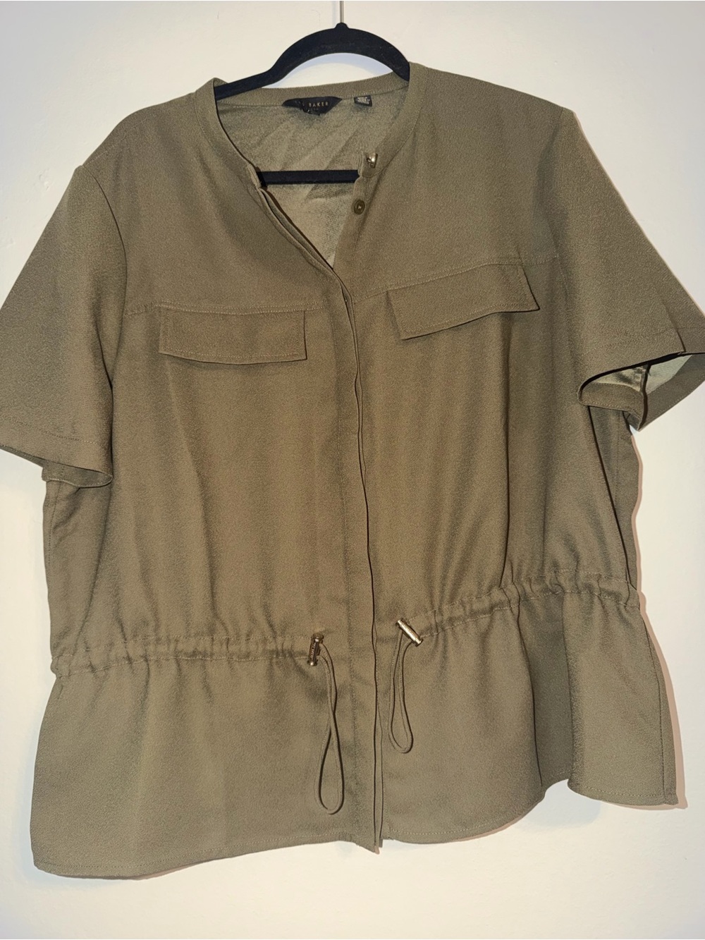 Ted Baker London Olive Green Short Sleeve Utility Blouse